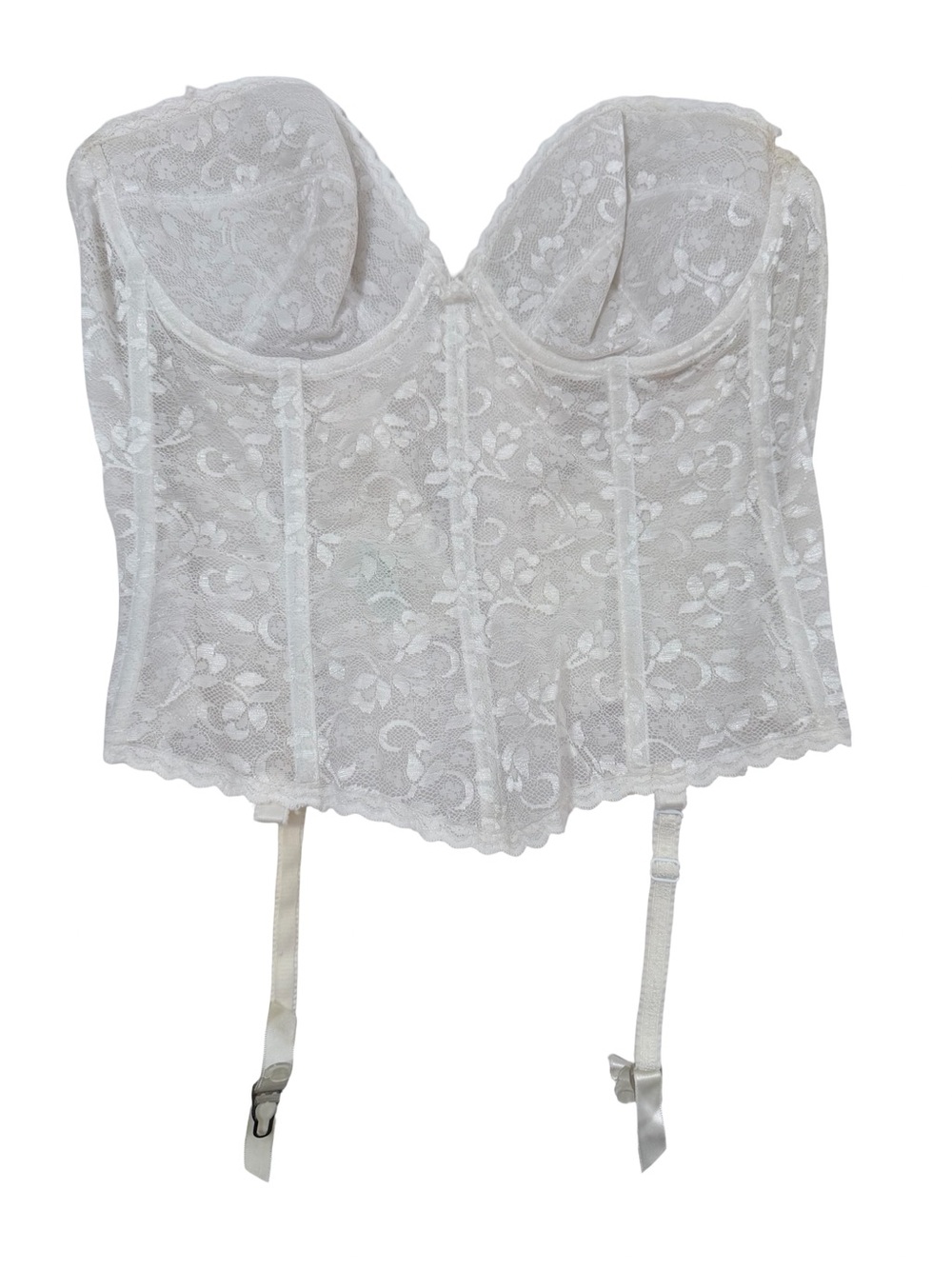 Vintage White Lace Bustier with Garters - Women Intimates